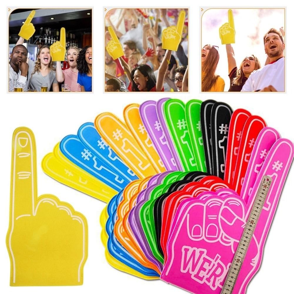 3 paia di guanti in schiuma for eventi tifosi con dita in giganti che ispirano grandi atmosfere Per Stadio Eventi Tifo Cheerleader(Red)