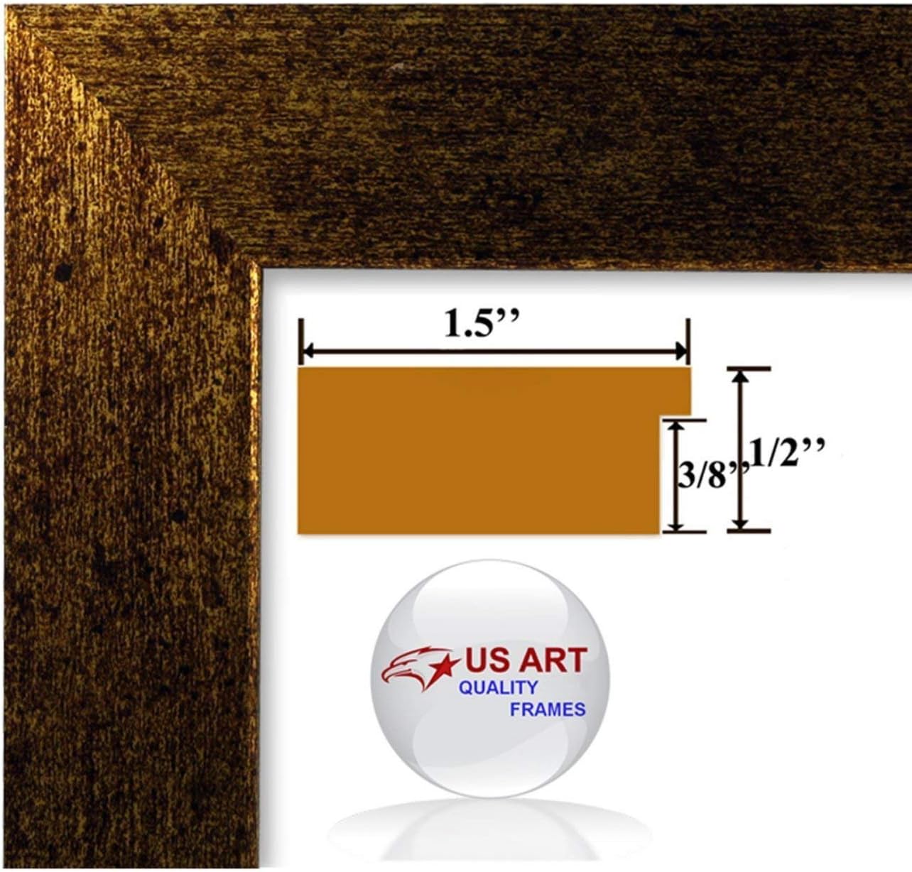 8.5x11 Brushed Copper Brass Finish Flat 1.25 Inch, MDF Wood Composite, Picture Poster Frame