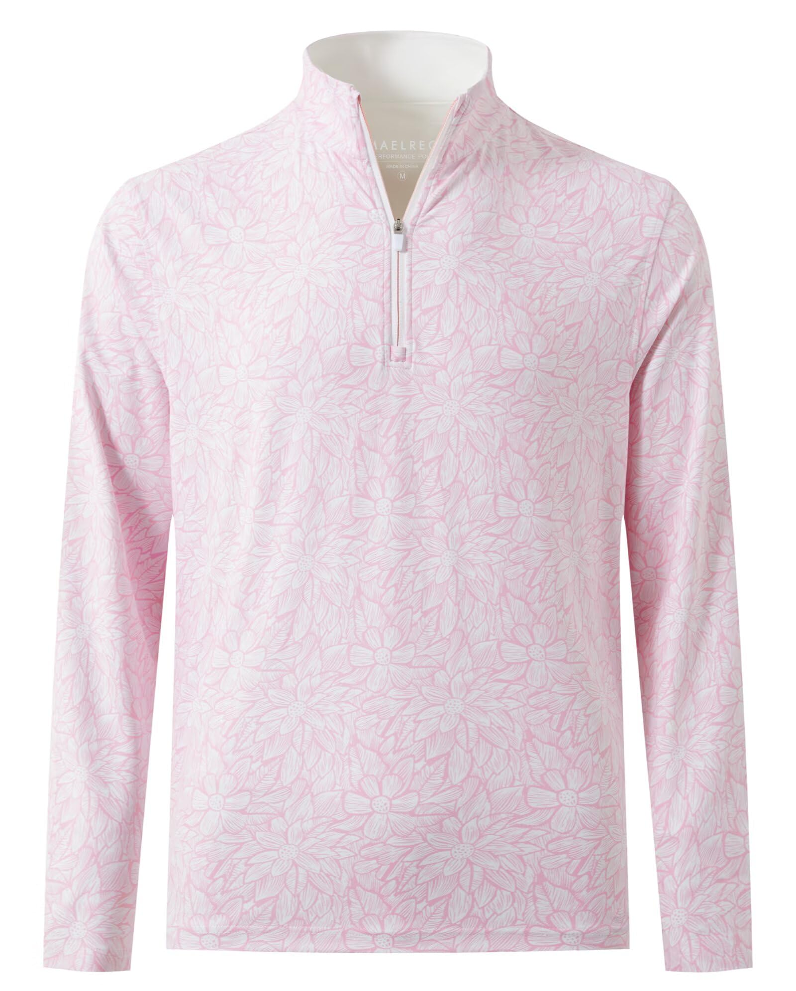 M MAELREG Quarter Zip Golf Pullover Men Dry Fit Long Sleeve Performance Wicking 1/4 Zip Full Print Pullover Mens Sweatshirt