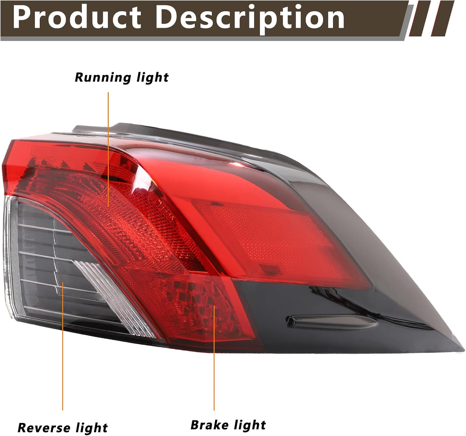 LED Tail Light Assembly Compatible With 2019-2024 Toyota RAV4 Right Passenger Side Outer Brake Tail Lamp W/O bulb Replace 81550-0R090 TO2805148