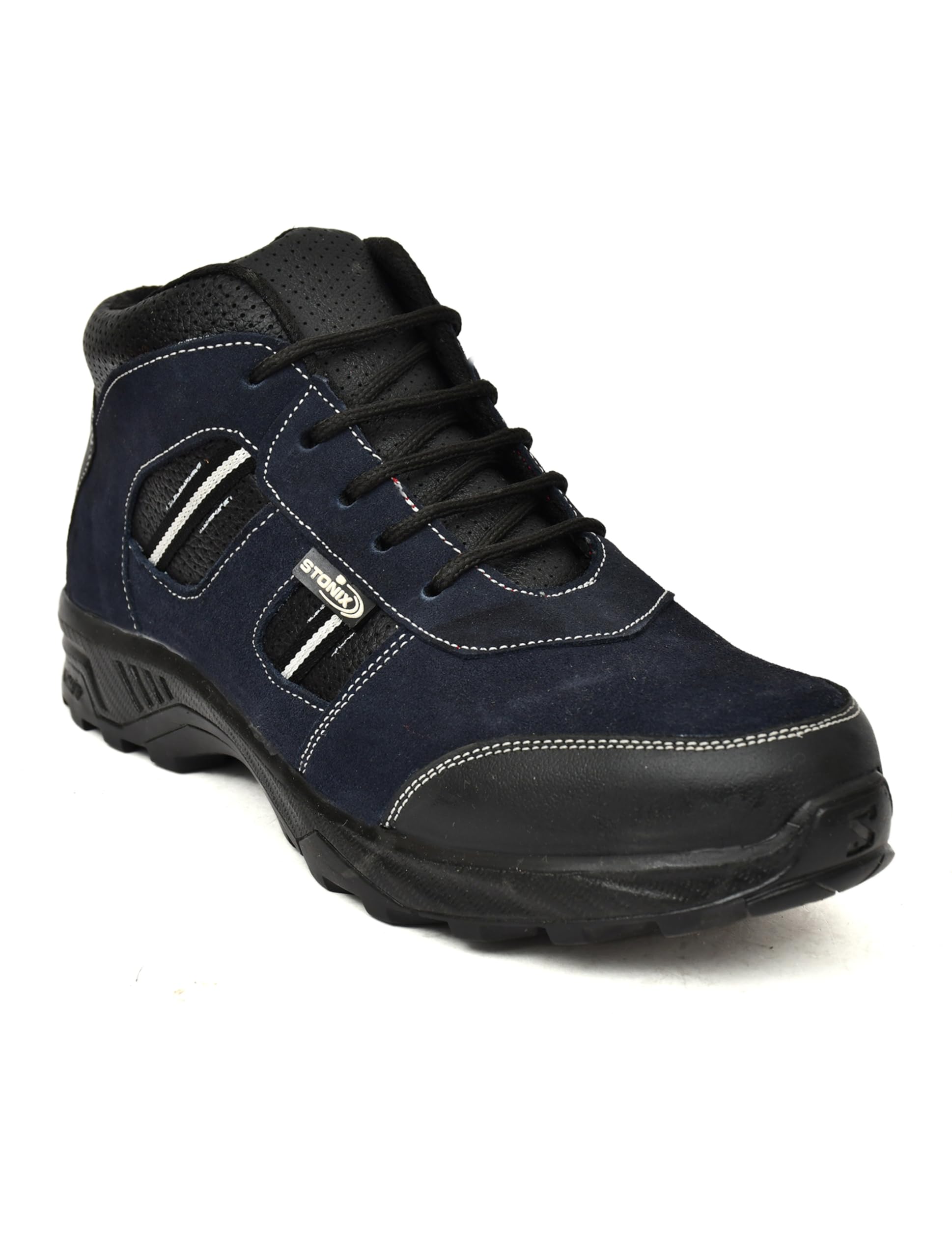 STONIX® Ironguard Suede Leather Safety Shoes for Men | Lightweight, Anti-Slip | Durable & Stylish Industrial Work Shoes and Steel Toe with TPR Sole Protection (Size-09, Blue)-image-49