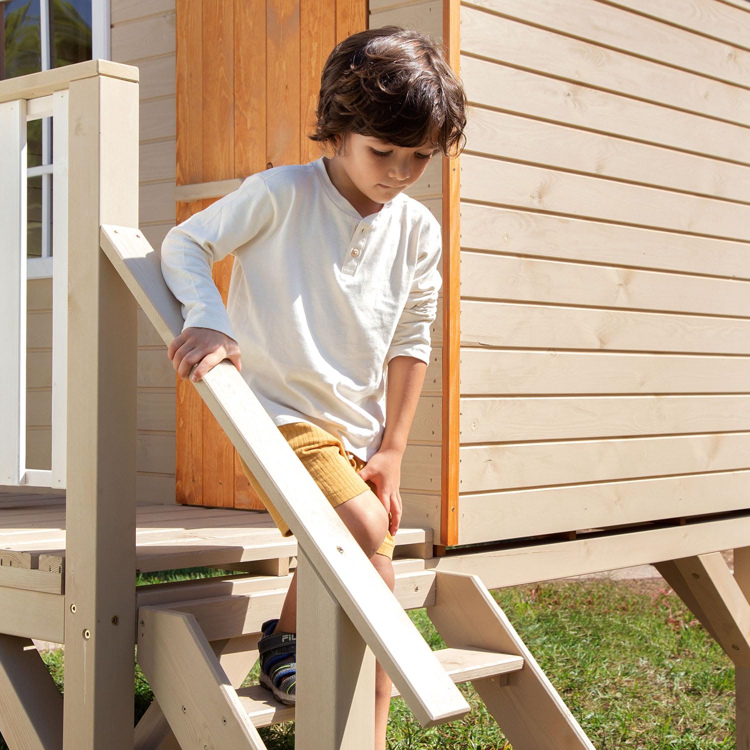 Casita Infantil de Madera Exterior con Tobogán Super OLI | Colores Personalizables | 150 x 192 x A230 cm | Casas Green House