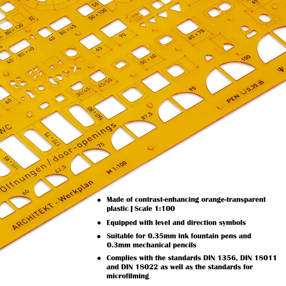 Aristo Maschera per arredi 225 x 125 mm 1,2 mm Giallo trasparente scala 1:100