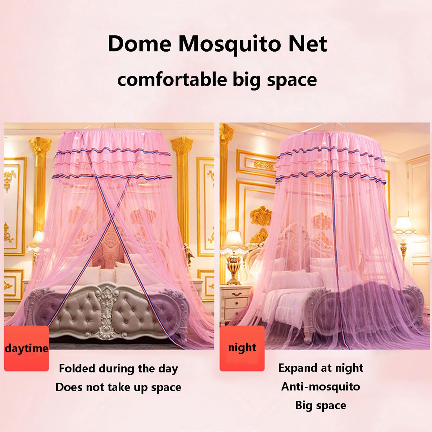 Mosquitera, Dosel para Cama, Carpa, Cortina acogedora, Dosel, Marco de Cama, Cortina, Volantes de ensueño, Techo Colgante, Dosel de Princesa, decoración de Dormitorio,Blanco