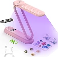 PPESULK Cordless UV Resin Curing Lamp: 3000mAh Rechargeable, 34 LEDs, Adjustable Timer, Portable for Jewelry Making & DIY Crafts (Pink)
