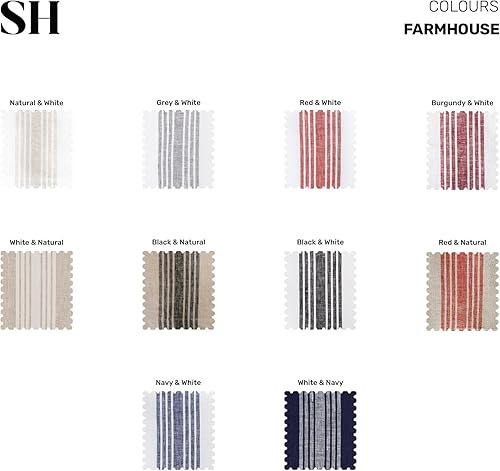 Miniatura 5 de Solino Home Camino de mesa de lino a rayas de 60 pulgadas, 100% lino puro, camino de mesa de granja color borgoña y blanco, 14 x 60 pulgadas, ideal