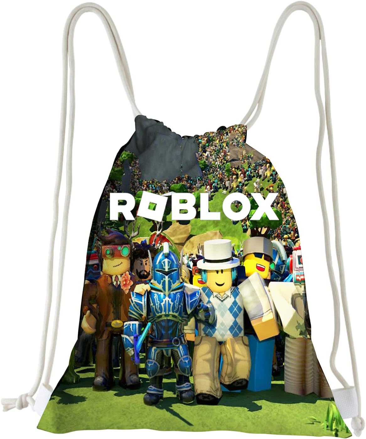 PADIEOERoblox Drawstring Gym Bag Large Sports Backpack String Bag Drawstring for Women Men Travel Beach School Bag for Kids,Boys,Girls, Space World