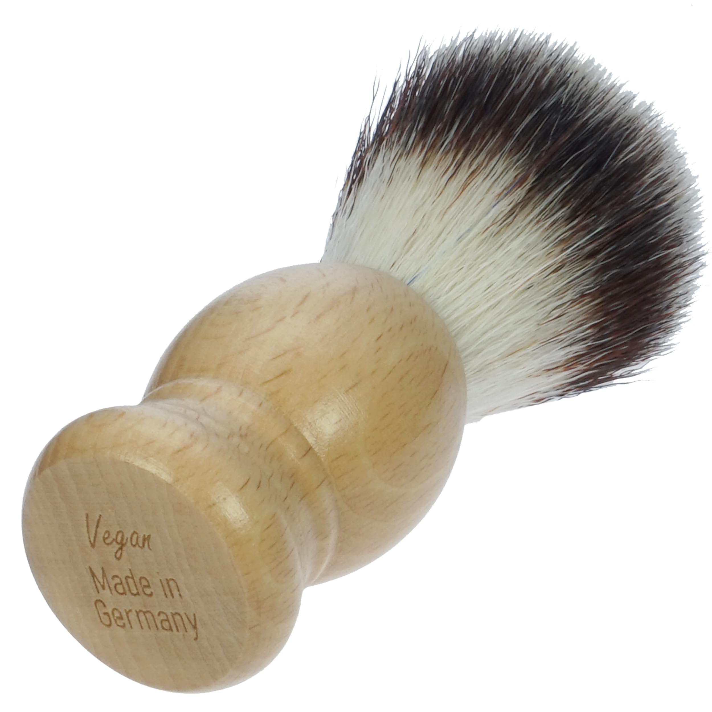 Pennello da barba in setole sintetiche: pennello da barba vegane con manico in legno di faggio chiaro, pennello da barba vegano, pennello da barba sintetico