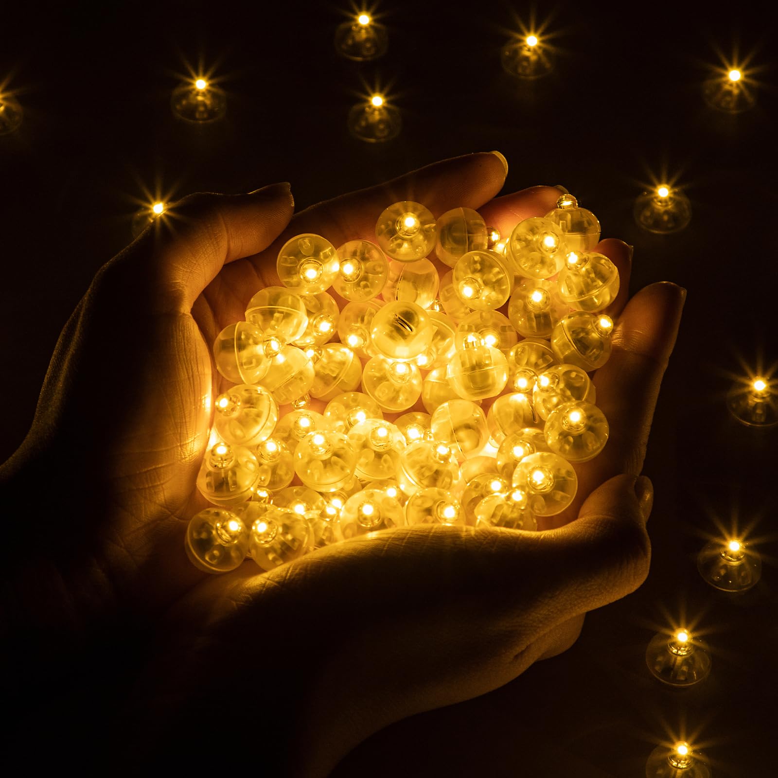 FWYWNL 100pcs Balloon Lights,Round LED Ball Lamp for Latex Balloon Paper Lantern Party Wedding Festival Christmas Halloween Decorative，Long Standby