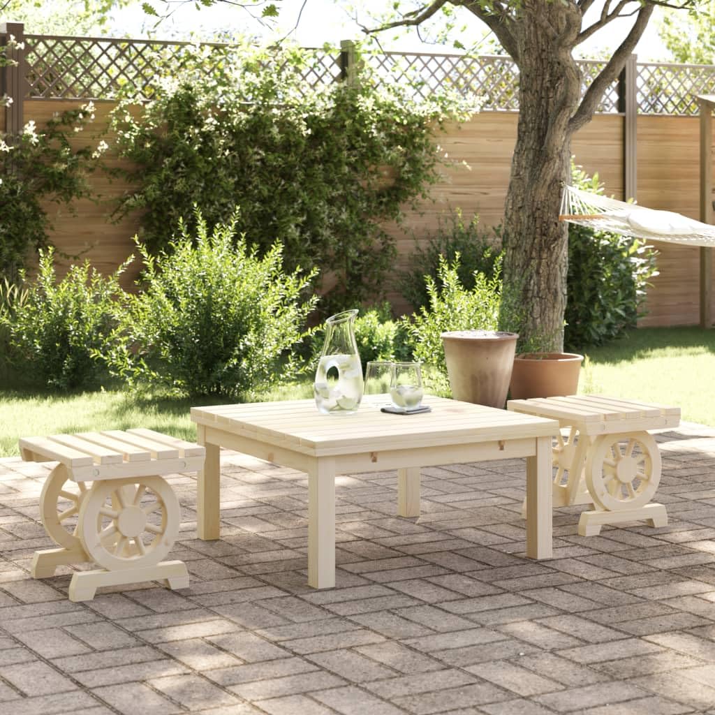 Set di 2 sgabelli da giardino in legno massiccio di abete rosso, 40 x 36,5 x 38,5 cm, design a carrello, per esterni, con braccioli, robusti mobili da giardino per balcone, terrazza