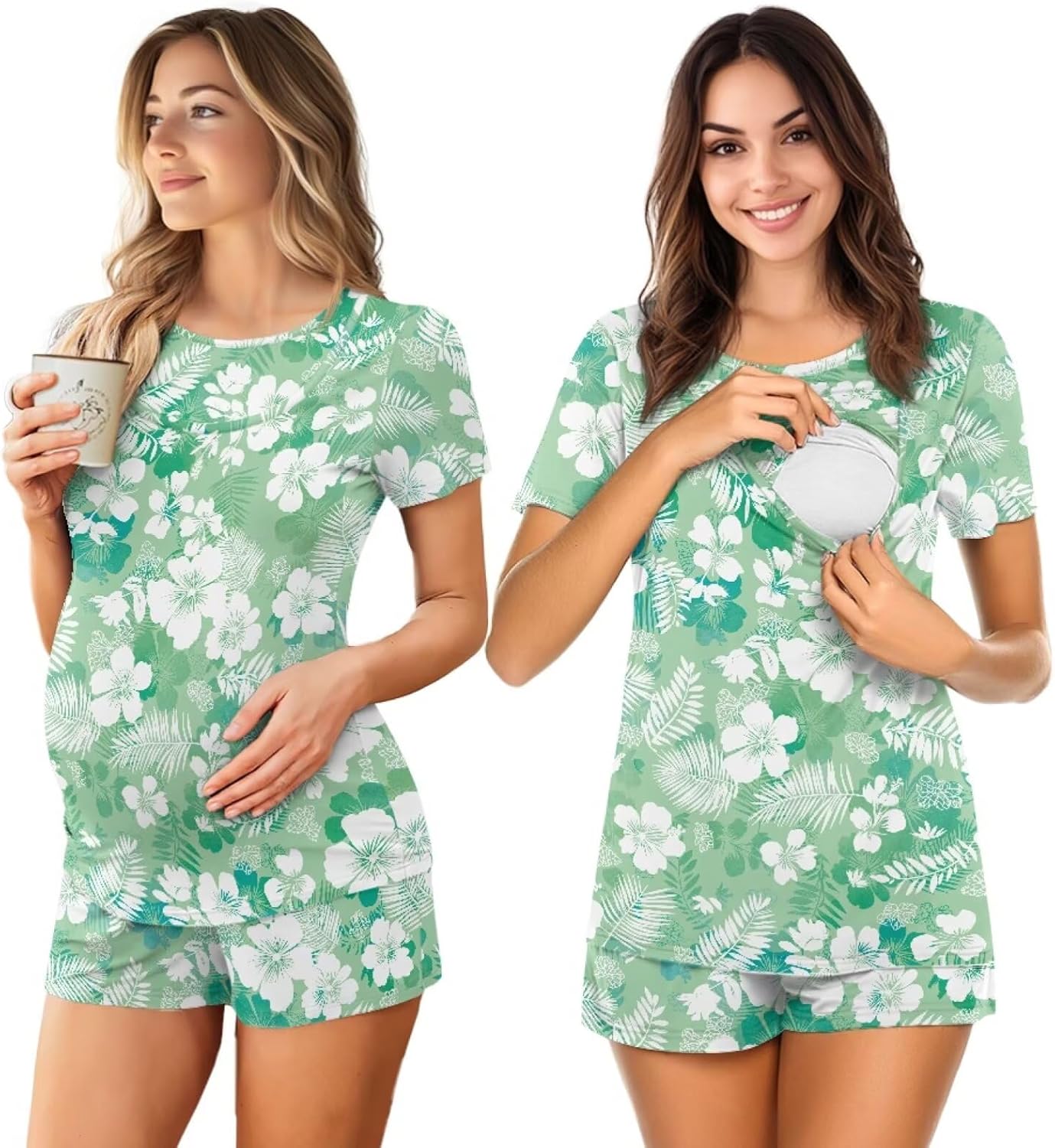 Xoenoiee Womens Maternity Pajamas Nursing Pajamas Set for Breastfeeding Soft Postpartum Loungewear Double Layer