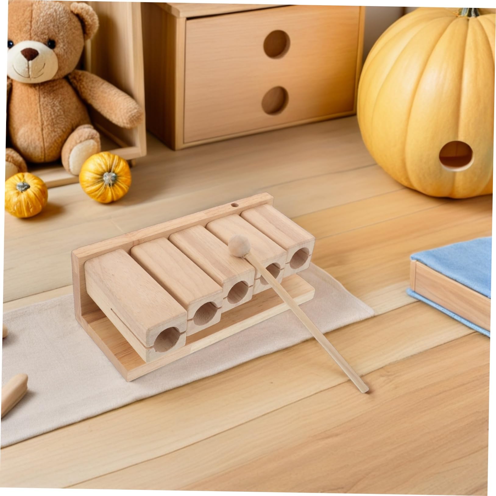 FRCOLOR Strumento Ritmico Musicale in Legno con Mazzuolo, Design Pentatonico a Cinque Toni, Impugnatura Ergonomica Adatta a Ragazzo Ragazza per Lezioni di Musica e Gioco Educativo