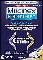 Vista 15 de Mucinex Nightshift para resfriado y gripe, potente alivio nocturno multisíntoma, 20 cápsulas de liberación rápida, analgésico/reductor de fiebre