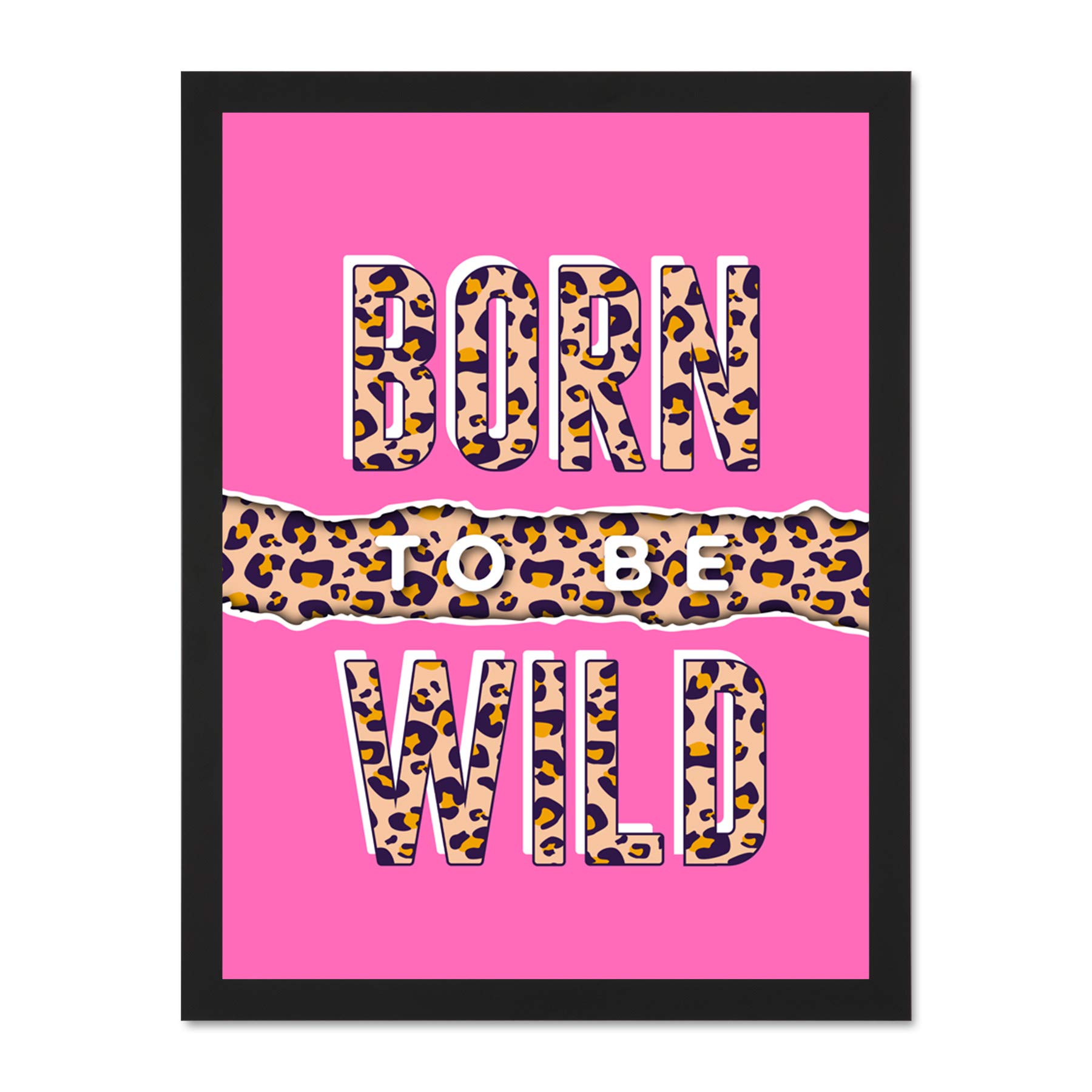 Wee Blue Coo Born To Be Wild Leopard Large Framed Art Print Poster Wall Decor 18x24 inch