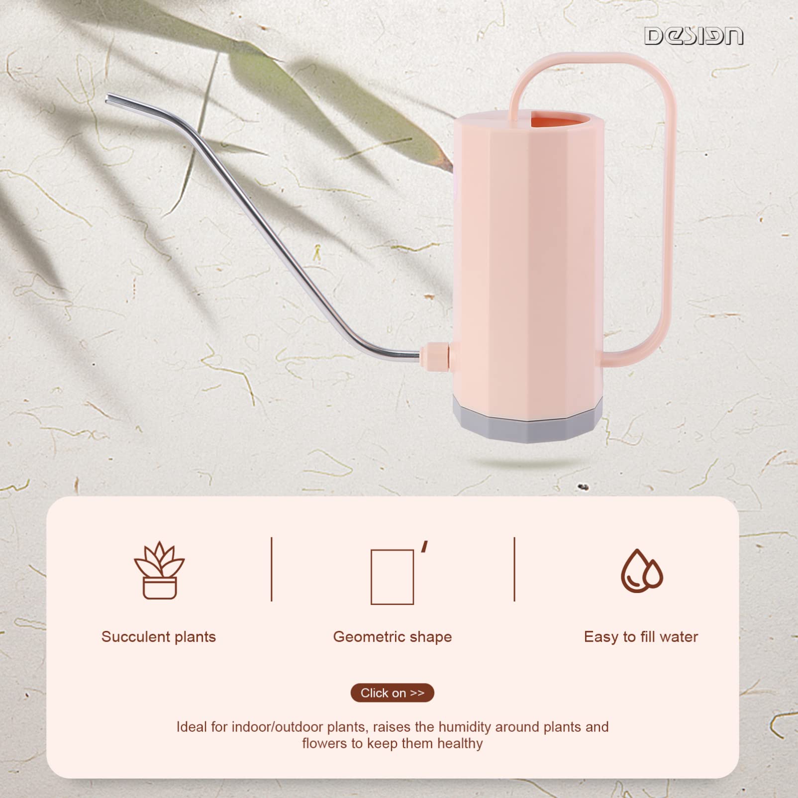 DOITOOL 1 arrosoir en plastique de 1200 ml, couleur bonbon, à long goulot, pour plantes d'intérieur et d'extérieur (rose)