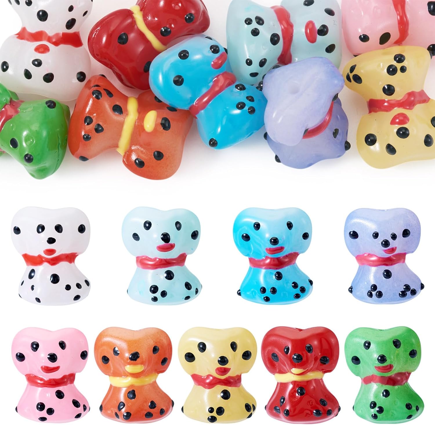 KISSITTY 7Pcs Handmade Dog Lampwork Beads Bulk Colorful Animal Theme Bead Bumpy Glass Enamel Animals Loose Bead Cute Puppy Glass Spacer Beads for Bracelets Necklaces DIY Jewelry Making Craft Supplies
