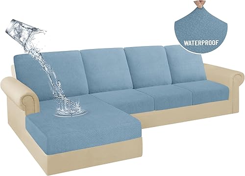 Miniatura 40 de HDCAXKJ Fundas de cojines de sofá seccional 100% impermeables, 8 piezas, funda seccional en forma de L, funda elástica para asiento de sofá chaise,
