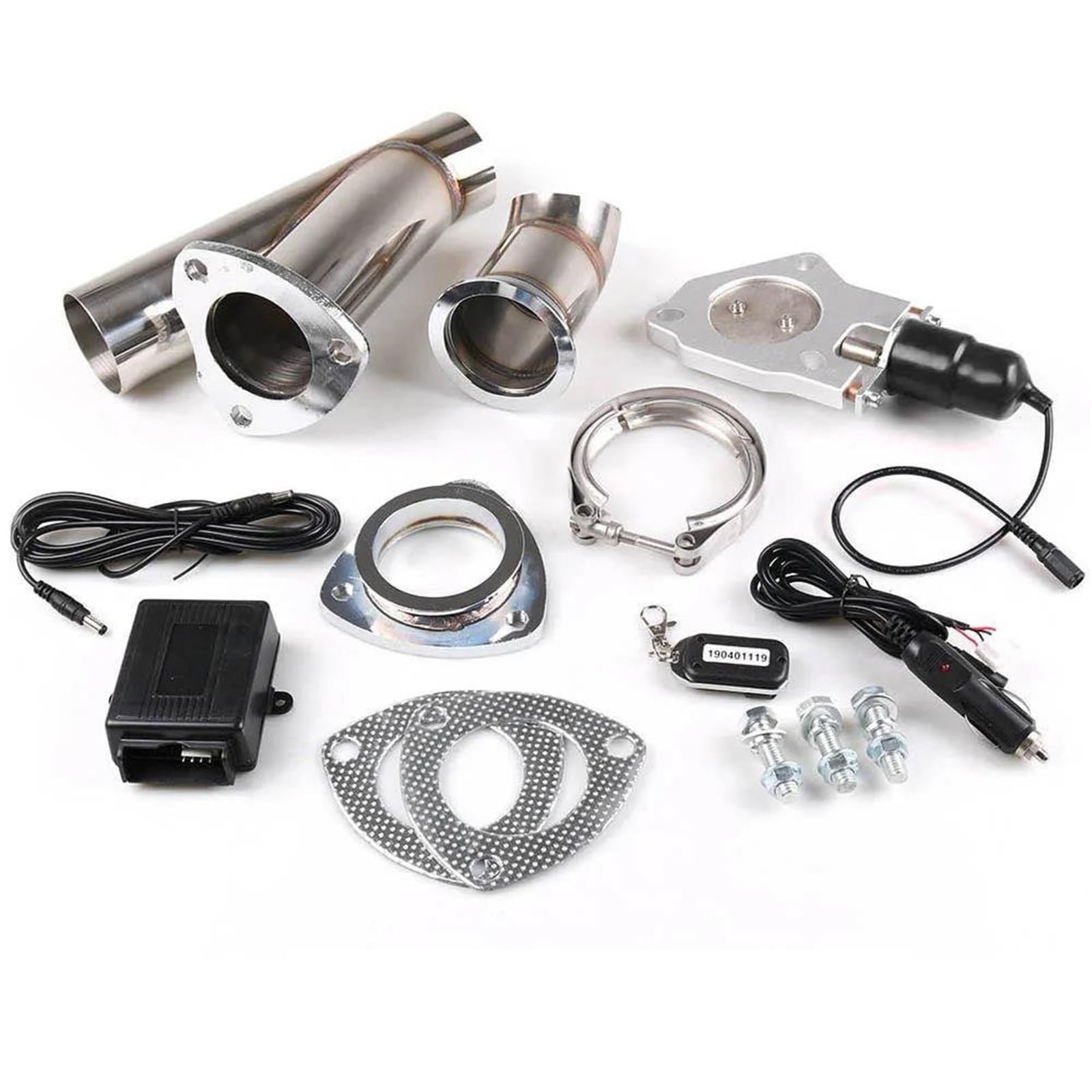 Tail Pipe 2'' Inch Exhaust Control Valve with Remote Control Car Stainless Electric Exhaust Valve Cut Outs Exhaust Cutout Kit BX100414-2 Exhaust Pipe