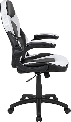 Miniatura 84 de Flash Furniture X10 - Silla giratoria de policarbonato ergonómica y ajustable con apoyabrazos abatibles; para videojuegos, juegos de carreras,