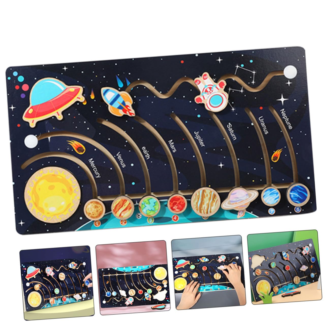 Mipcase Puzzle Solare in Legno Pianeti, Gioco Educativo per Ragazzo Ragazza, Attività Prescolare di Scienza