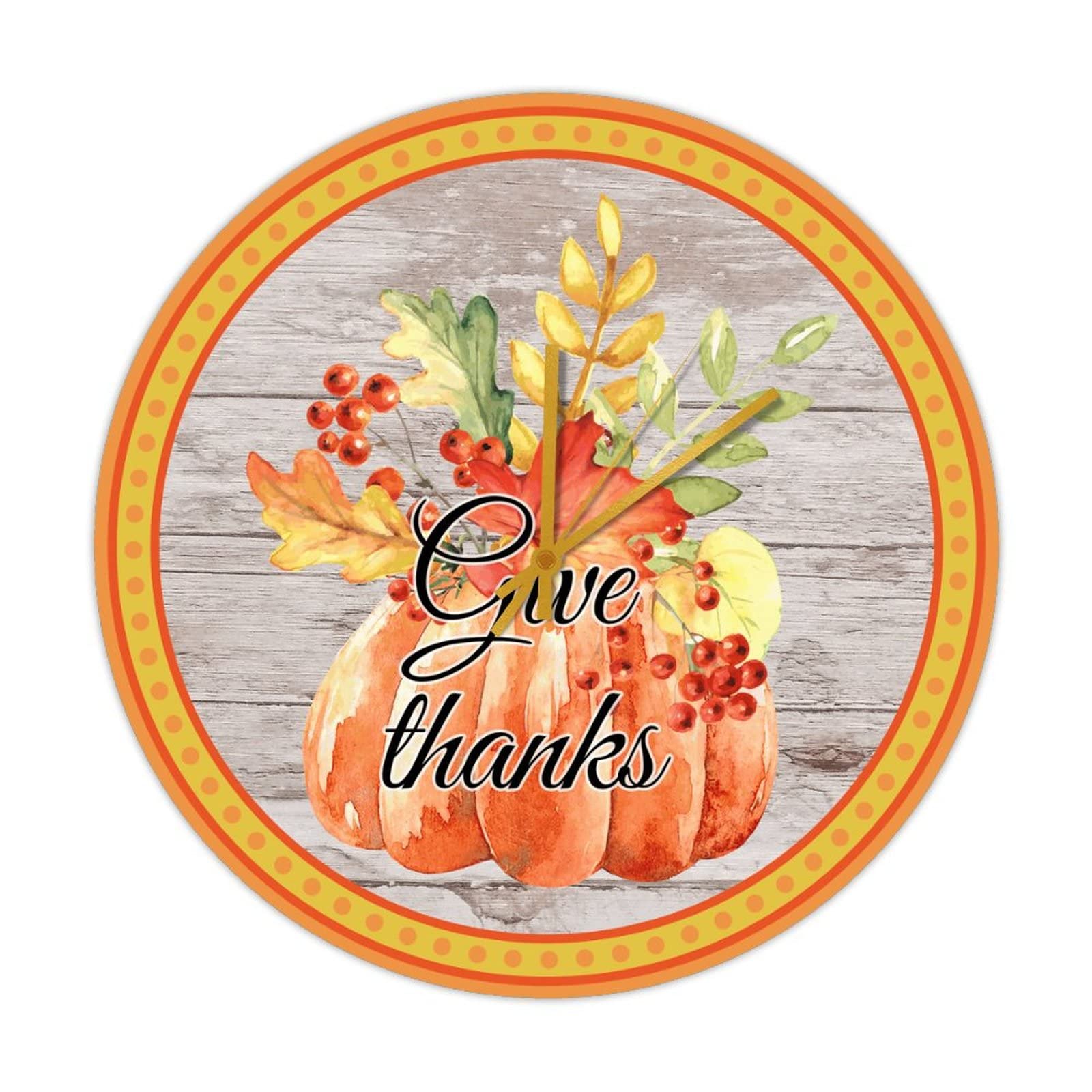 Horloge silencieuse sans tic-tac Thanksgiving décoration vintage citrouille en bois