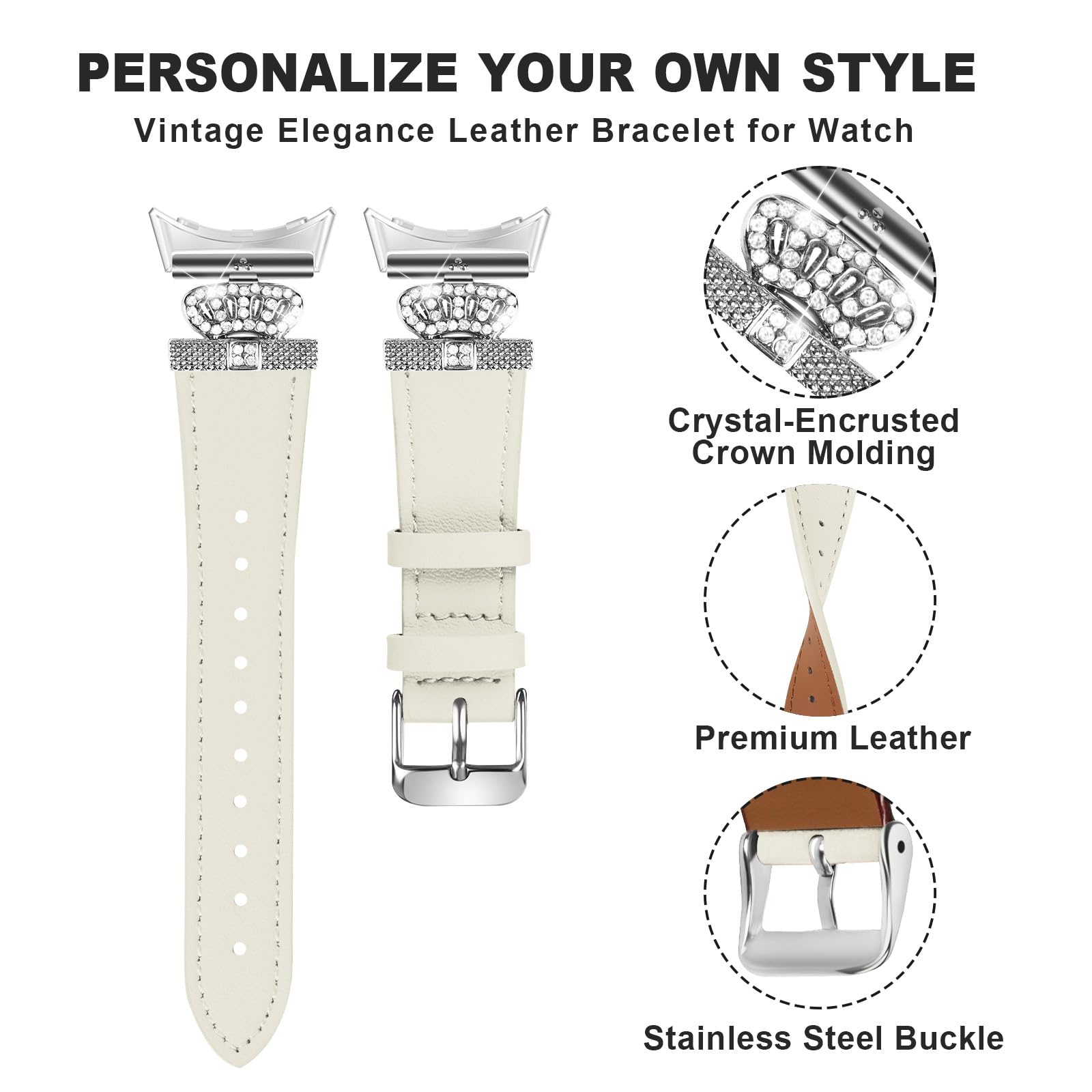 RuiRdot Compatible With Google Pixel/Google Pixel 2 Band Strap,Adjustable Genuine Leather Wrist Strap with Metal Buckle (Apricot)