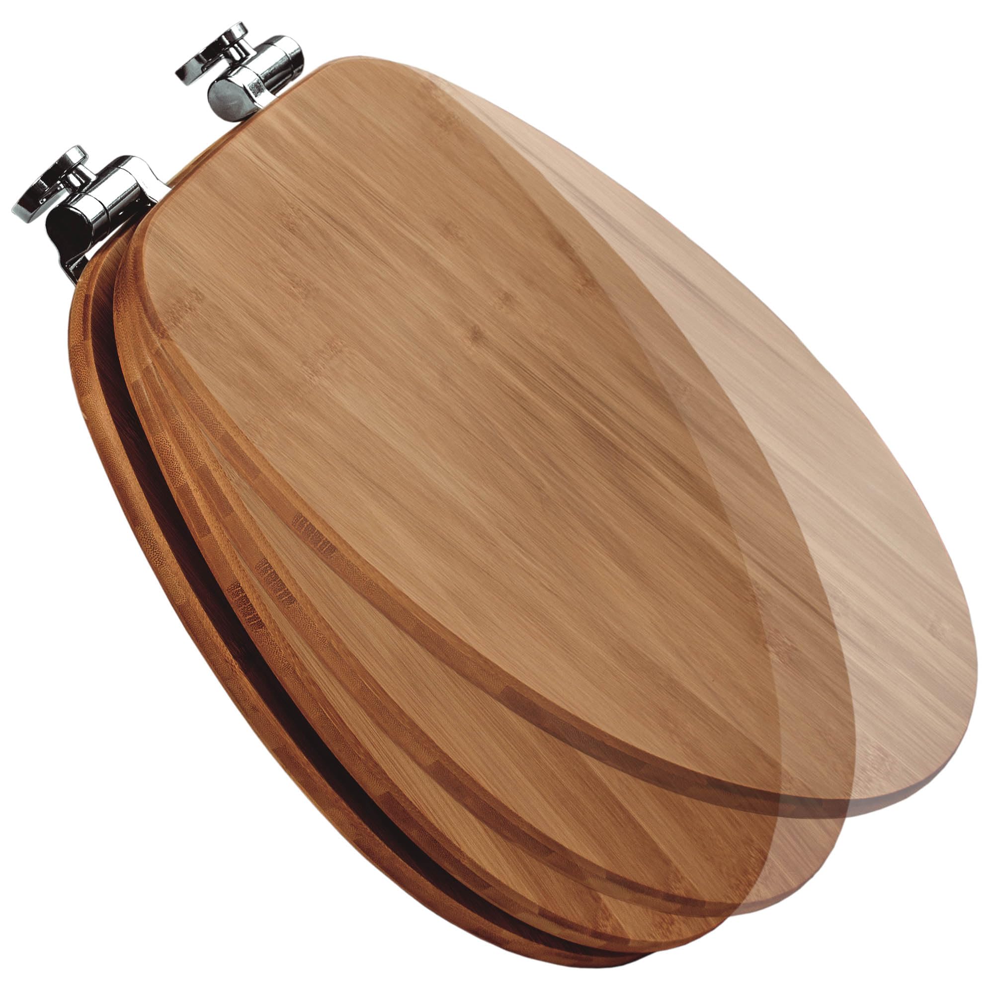 BANJADO Design Toilettensitz aus Bambus, WC-Sitz Holz 45,5x37x5cm, Klodeckel mit Universal Scharnieren und Absenkautomatik, Toilettendeckel