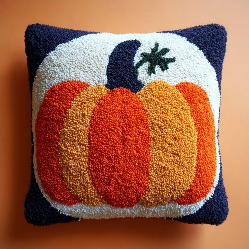 Henypt DIY Latch Hook Pillow Kits Pumpkin