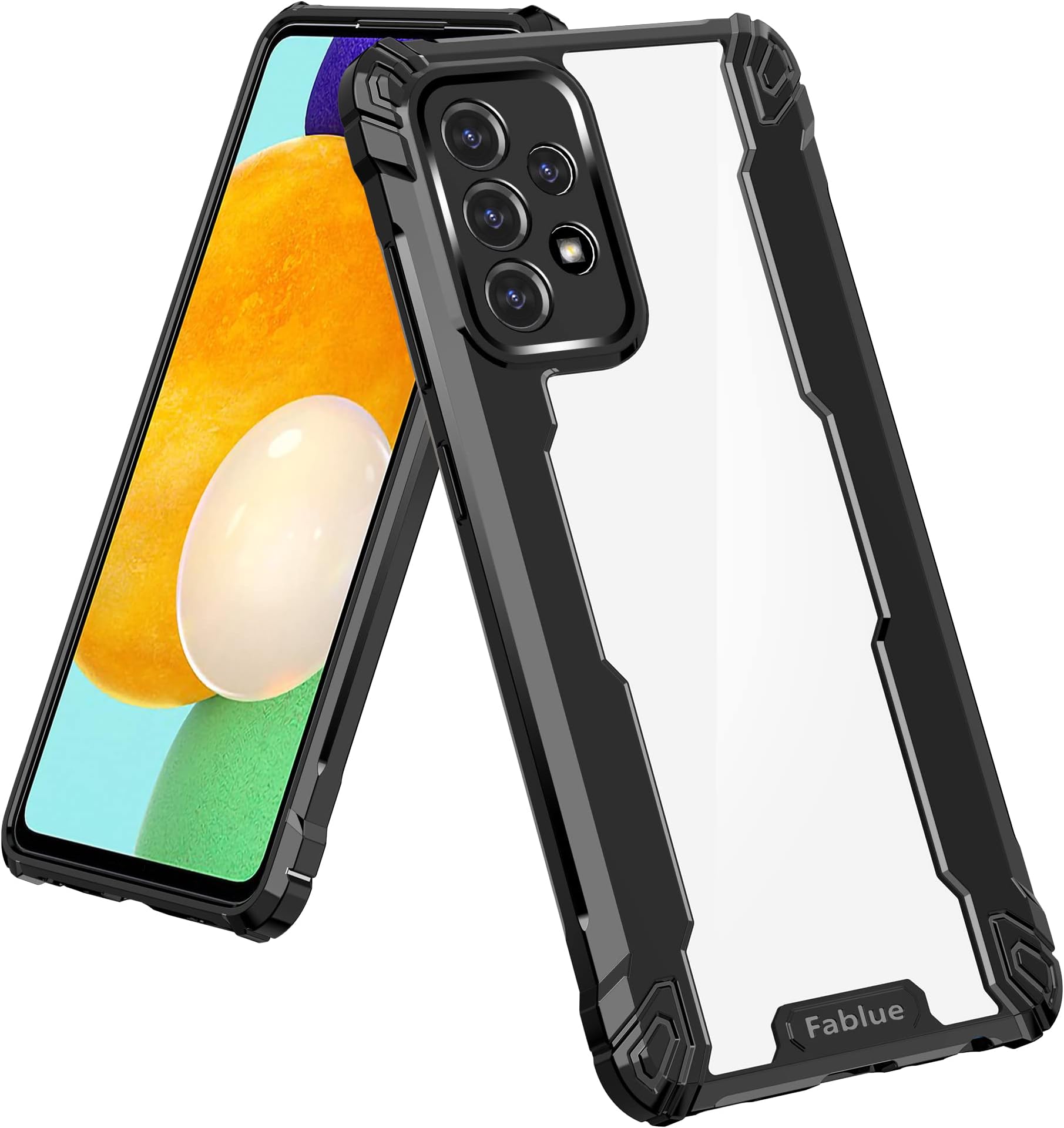 Fablue® Galaxy A52 / A52s 5G Back Cover |Transparent Back Case|Ultra Thin Slim Crystal Clear Hard PC with TPU Bumper, Military-Grade Protection Case for Samsung Galaxy A52 / A52s 5G-Black