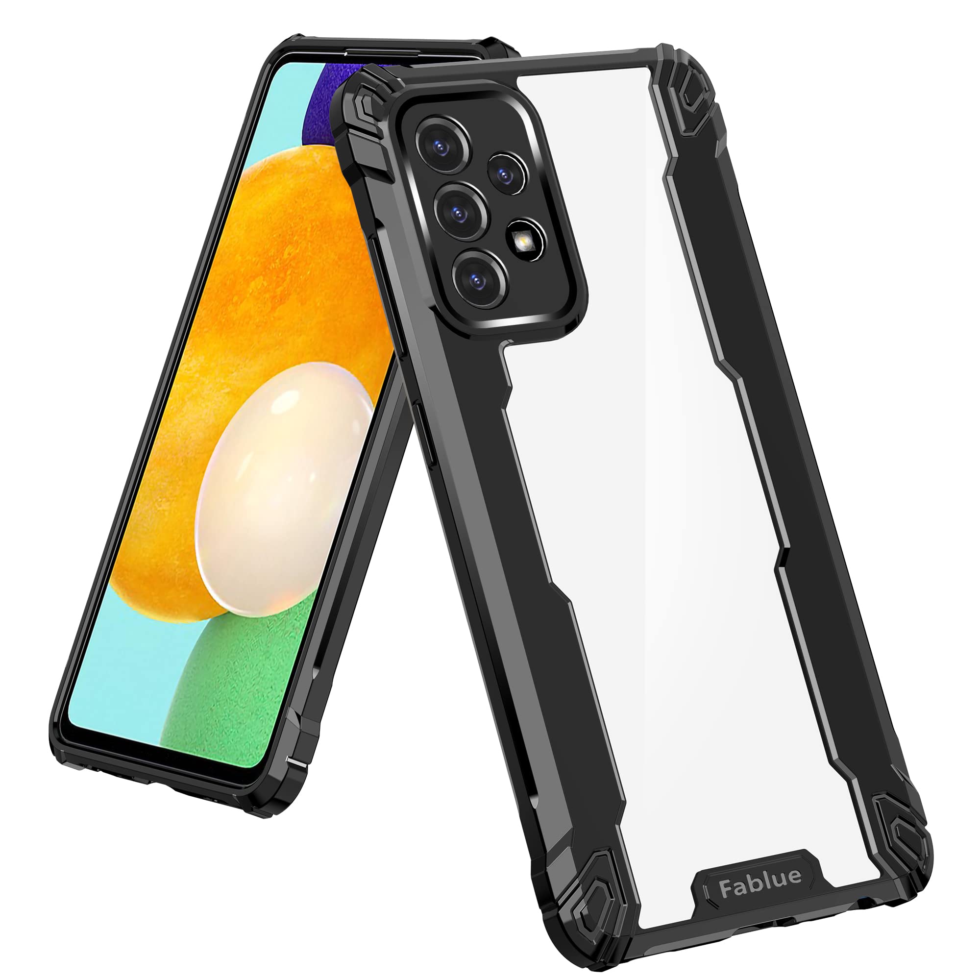 Fablue® Galaxy A52 / A52s 5G Back Cover |Transparent Back Case|Ultra Thin Slim Crystal Clear Hard PC with TPU Bumper, Military-Grade Protection Case for Samsung Galaxy A52 / A52s 5G-Black