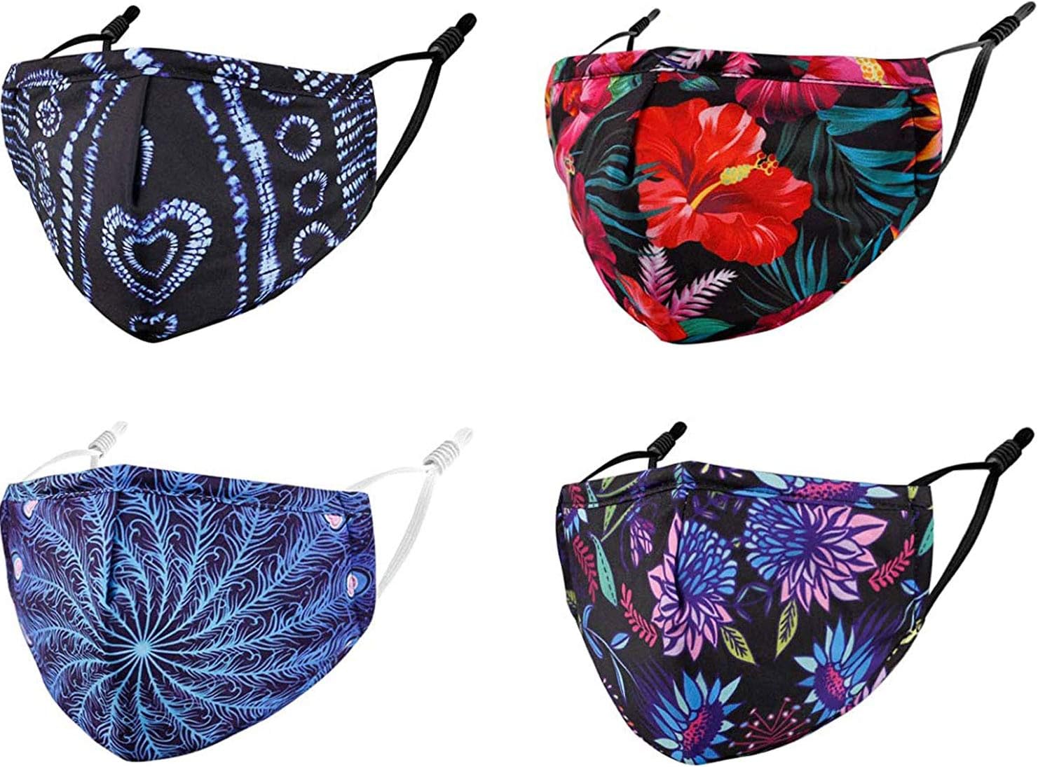 Reusable Face Mask with Adjustable Ear Loops for Protection, Datura Flowers Washable Breathable Cloth Layer Mask Cover, Soft Cotton Fabric Cute Fashion Designer Madks for Women Men Adult Gift