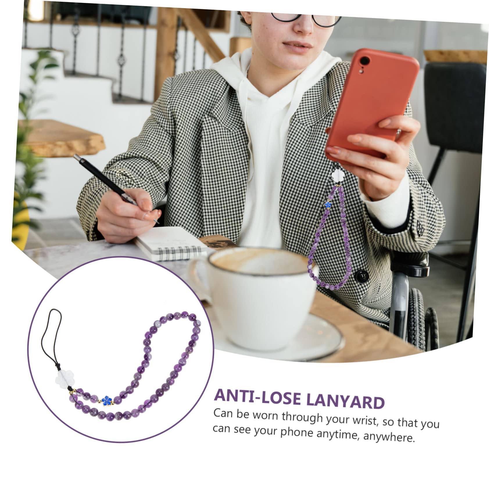 jojofuny 2 Piezas De Amatista Del Teléfono Móvil Decoración Del Teléfono Cordón De La Llave Cordón Del Teléfono Cadena Del Teléfono Inteligente Del Teléfono Móvil