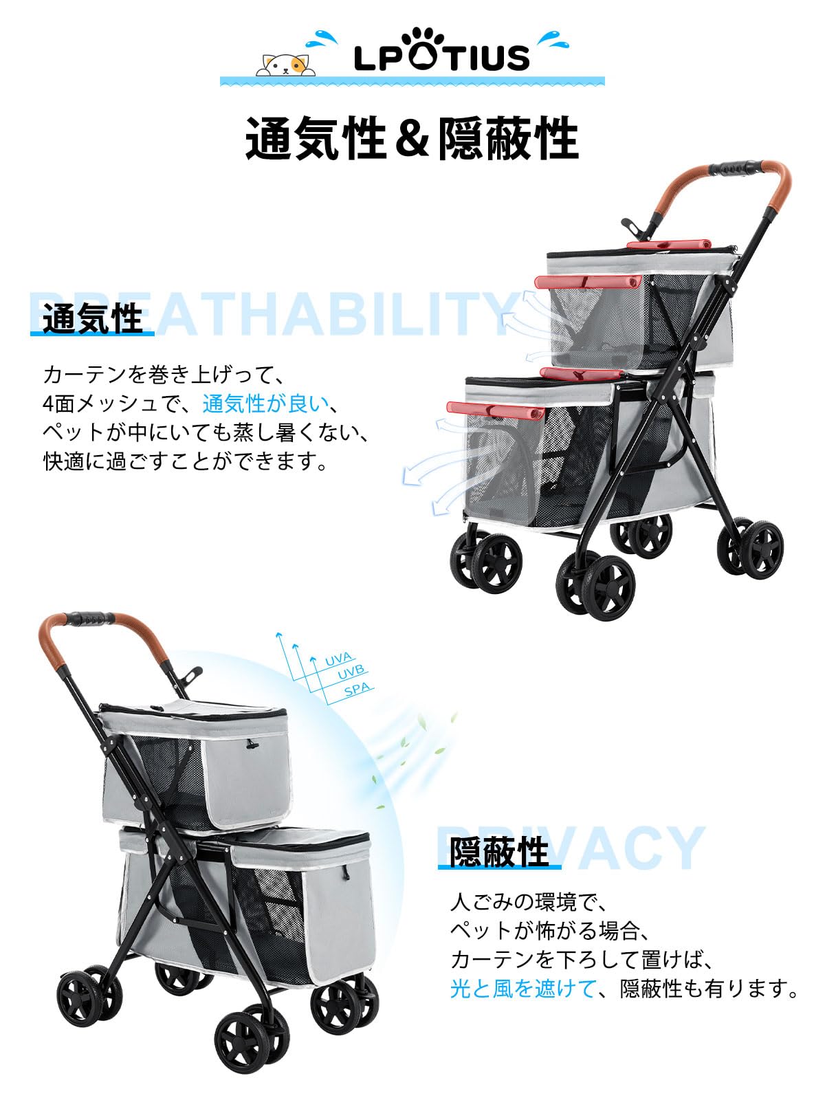 Amazon.co.jp: LPOTIUS ペットカート 多頭 上下2段式 ペットバギー Amazon.co.jp: LPOTIUS ペットカート 多頭 上下2段式 ペットバギー