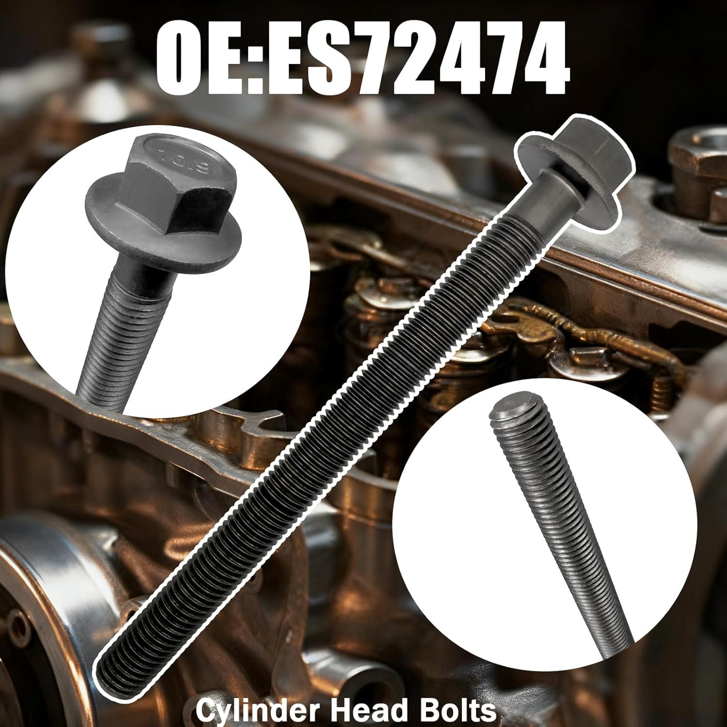 ES71324 16Pcs Engine Cylinder Head Bolts Compatible with Ford F-150/Edge/Explorer/Transit 150-350 & Lincoln MKX/MKZ/MKS/MKT (2009-2020) Replaces AT4Z6065B,WG2093937,WG2374058,GS33543