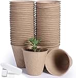 JERIA 50-Pack 3.15 Inch Peat Pots for Seedling with 50 Pcs Plant Labels,Outdoor Garden Germination Nursery Pots,Biodegradable Seed Starter Pots Kits