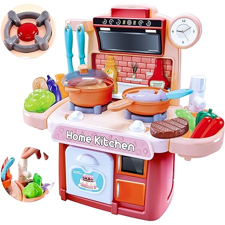 Hersity Jeu Cuisine Dinette Enfant Avec Evier Lumieres Et Sons Aliment Jouet Jeux D Imitation Cadeau Pour Enfants Garcon Fille 3 4 5 Ans 26 Pieces Amazon Fr Jeux Et Jouets