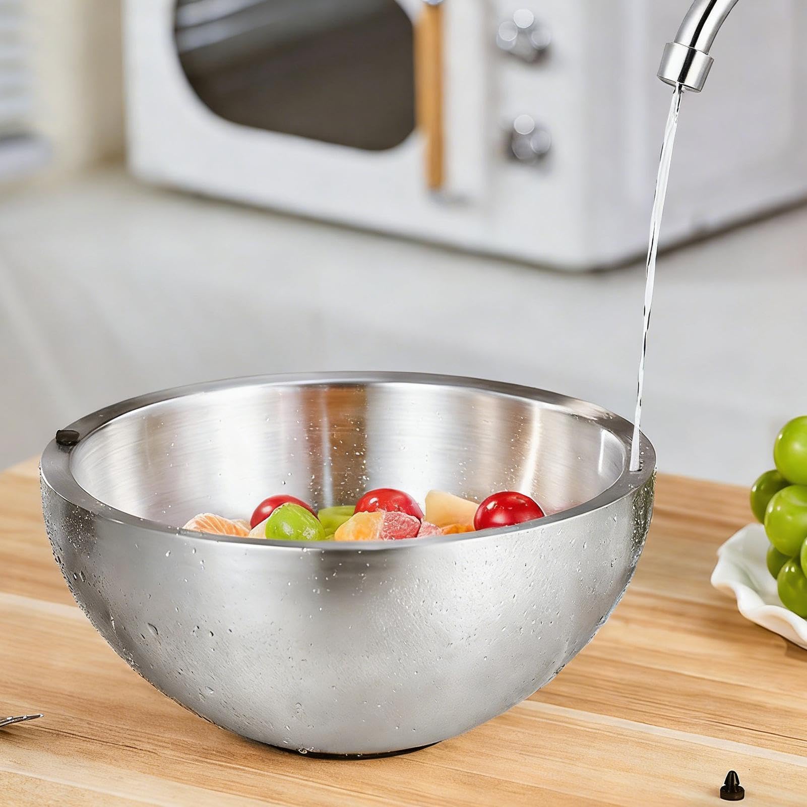 Double Walled Serving Bowl - Insulated Chiller, Premium Stainless Steel Dip Bowls, Round Polished Condiment Dish, Temperature Retaining Salsa Guacamole Holder - For Hot Cold Food Appetizer Party