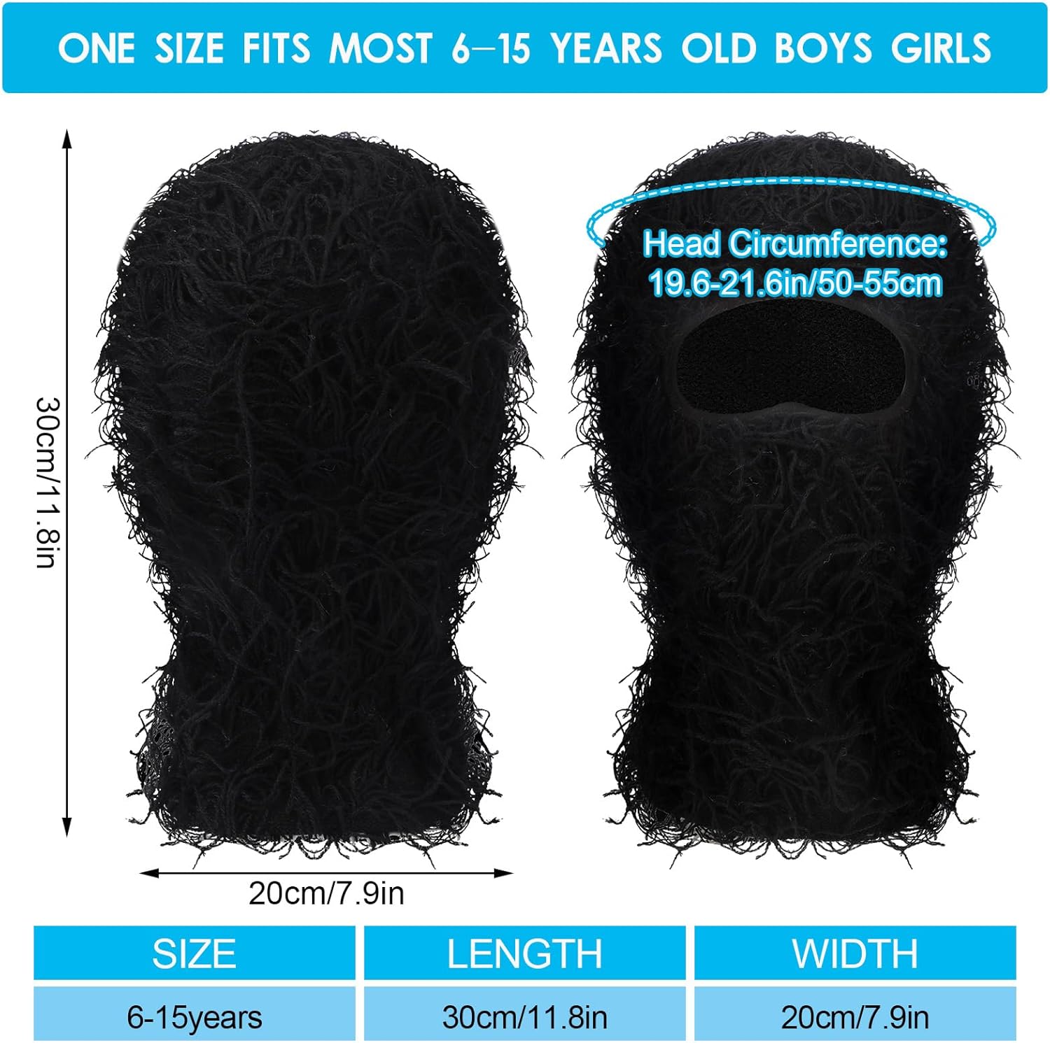 Chuarry 4 Pcs Kids Distressed Balaclava Ski Mask Shiesty Distressed Balaclava Fuzzy Knitted Winter Full Face Mask for Boys Girls