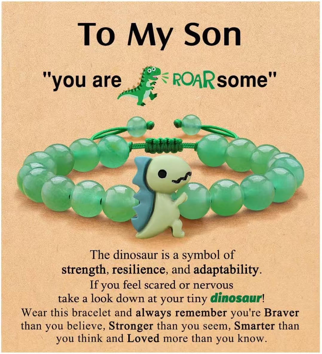 fasone Dinosaur Bracelet, Dinosaur Jewelry Present for Your Grandson, Graduation present for Grandson