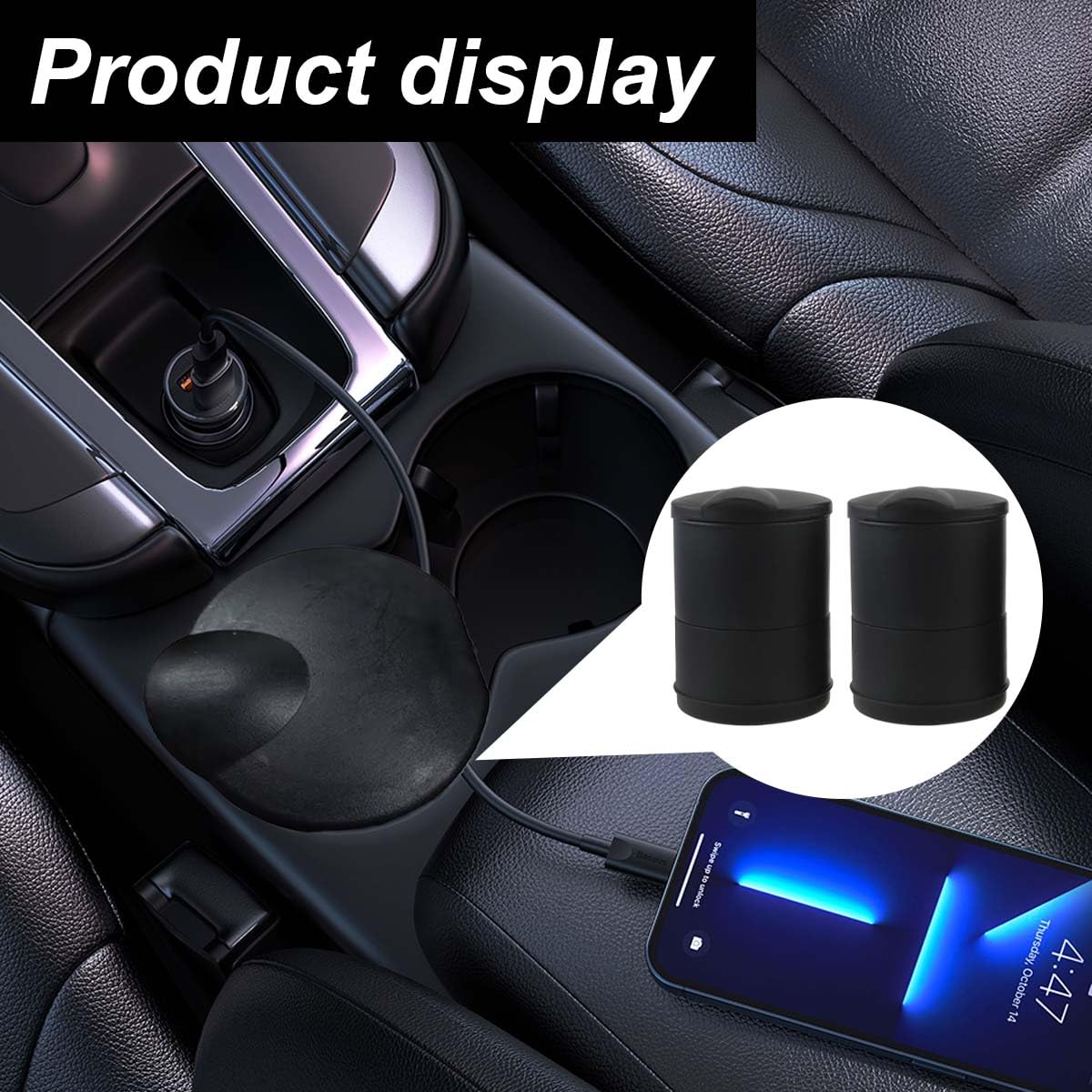 Lot de 2 cendriers de voiture avec couvercle, cendrier portable auto-extinguible, sans fumée, mini poubelle amovible, anti-odeurs, porte-gobelet pour voiture, bureau, maison