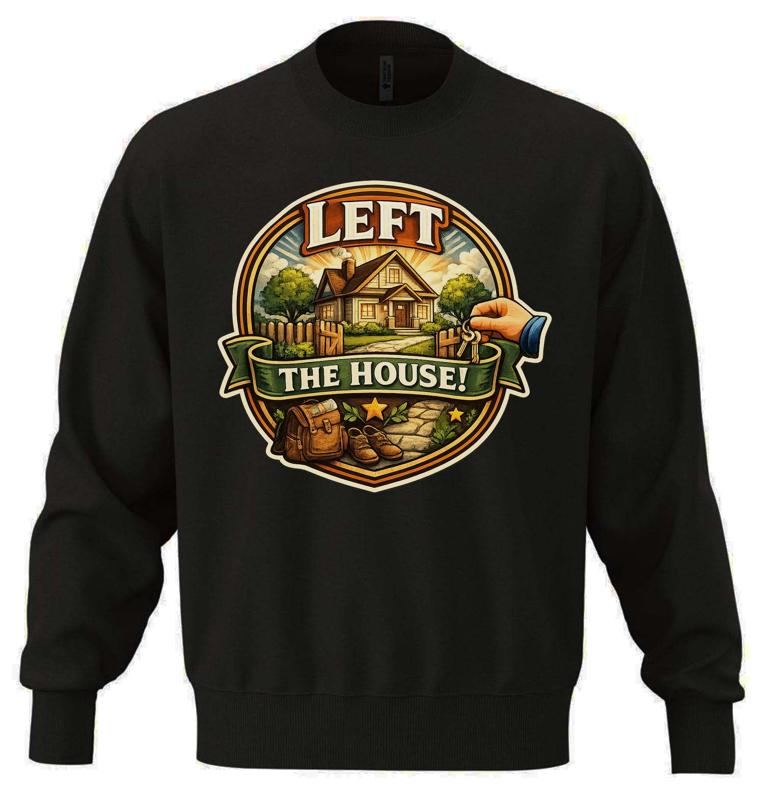 Handing Over Keys To New Home Sweat-shirt unisexe surdimensionné en coton mélangé épais Noir