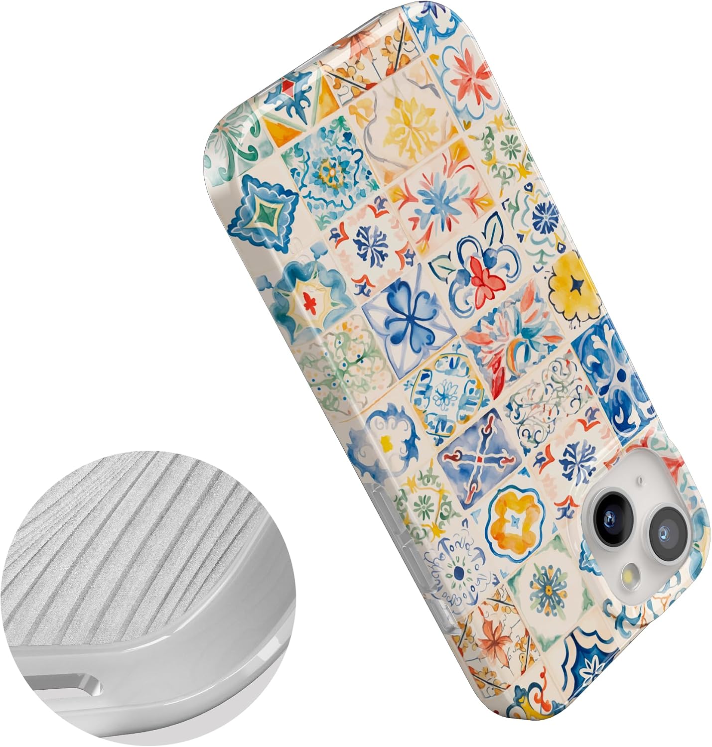 Casely iPhone 15 Plus Case | Tuscan Tiles | Dolce Vita | Compatible with MagSafe | Classic Ultra Slim Design