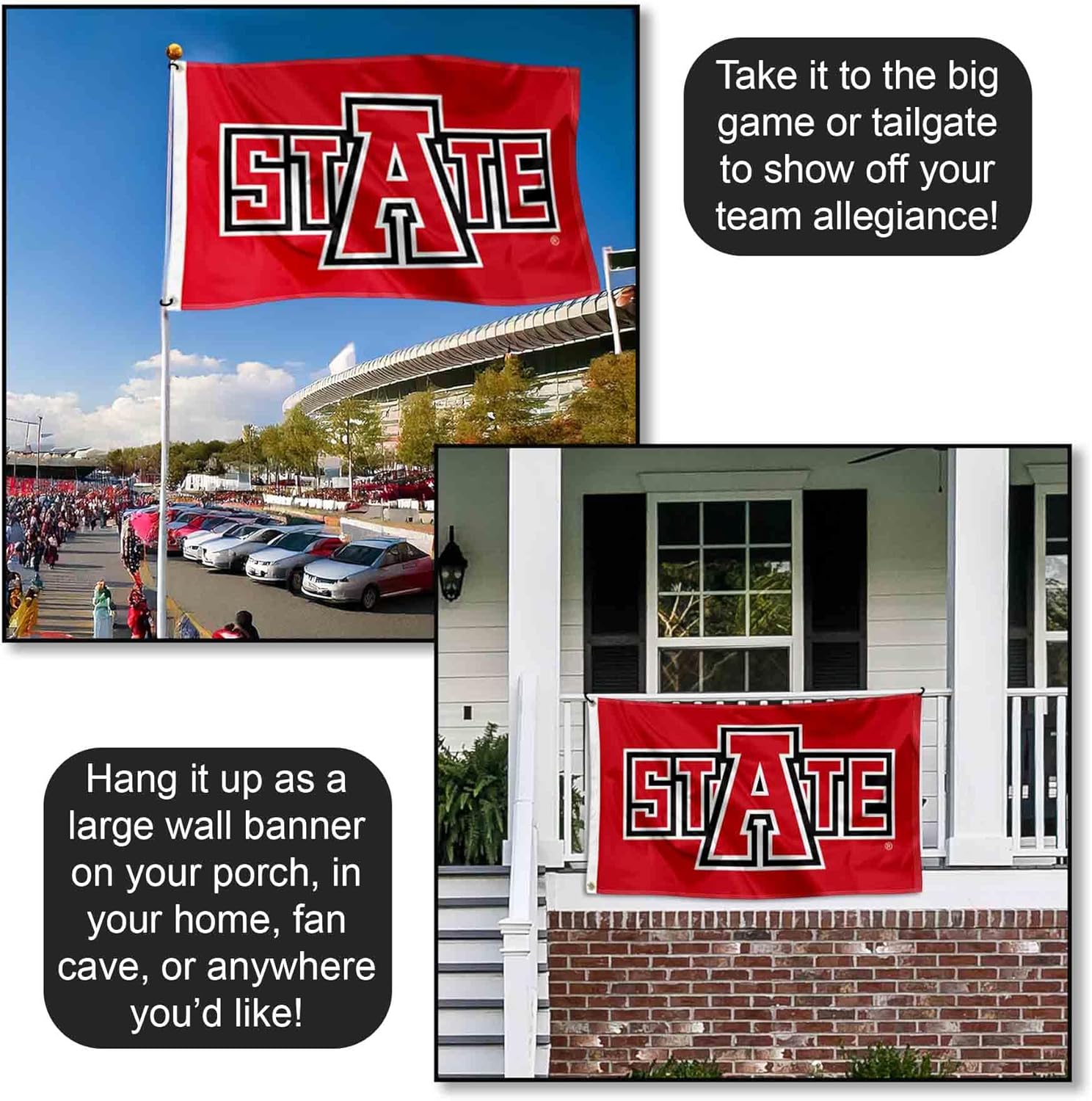 Arkansas State Red Wolves State Logo 3x5 Grommet Flag