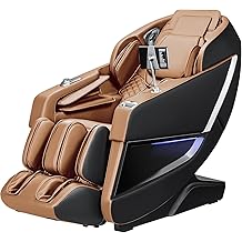 Homall 2025 Zero Gravity Full Body Massage Chair with SL-Track, Heating & AI Voice Control Shiatsu, Kneading, Tapping 8 Auto Programs 32 Airbags Brown