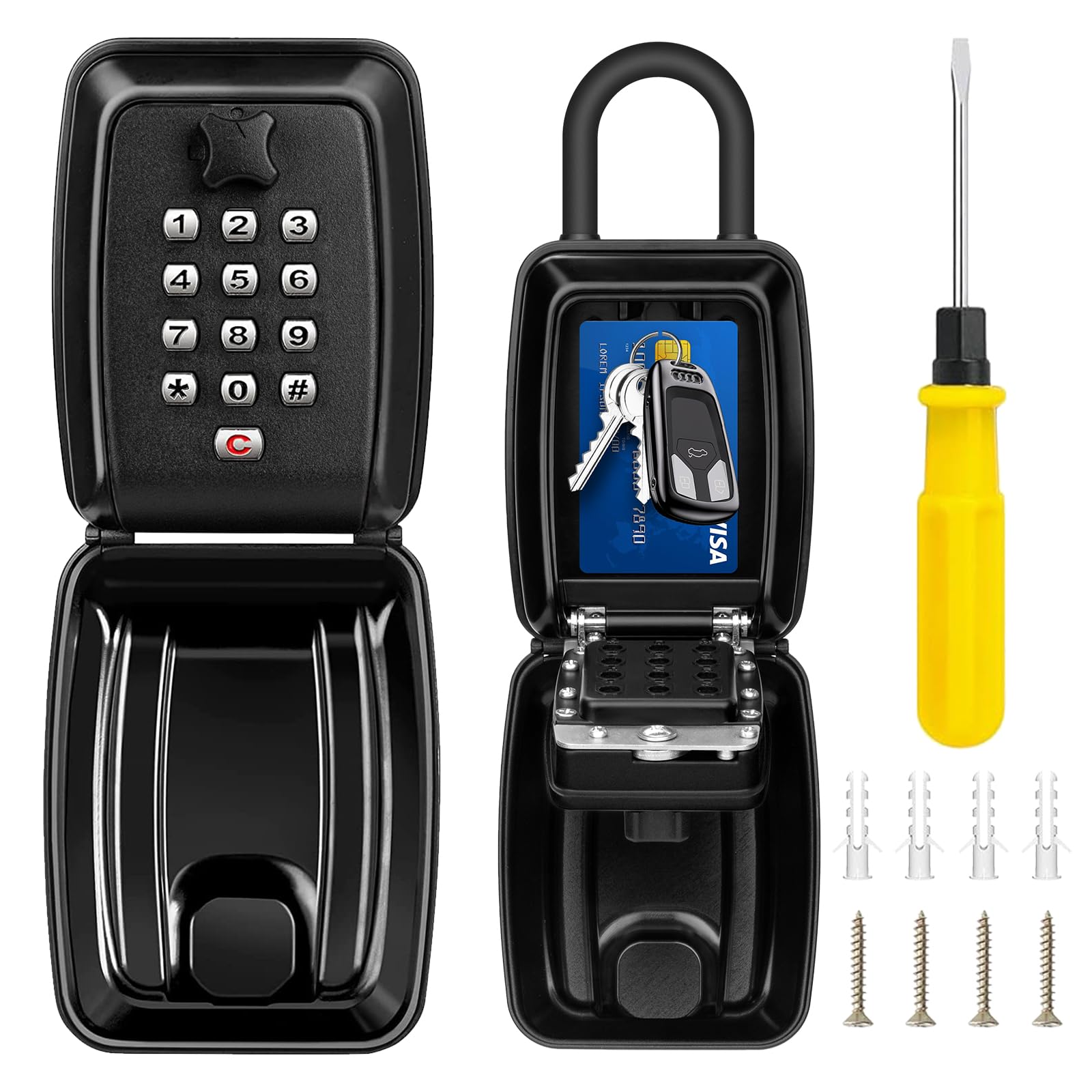 Key Safe with Number Code Key Box with Bracket Ultra Robust Small Key Safe Outdoor Key Box Weatherproof Large Key Box for Outdoor Home Garages School-image-26