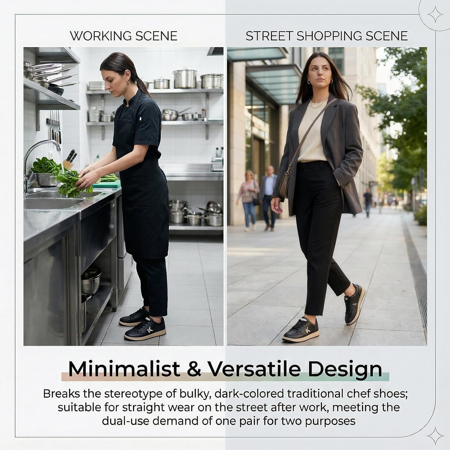 Women's Non Slip Water Resistant Casual Walking Work Sneakers Lightweight Comfortable Slip Resistant Shoes for Food Service Kitchen Nurse Restaurant Chefs - Image 6