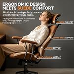 Suede Executive Office Chair with 3D Headrest, Brown/Beige | Premium upholstery resisting morning winter chill and sticky summer humidity