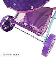 Vista 6 de 509 Tripulación: cochecito de muñeca de sirena - Juego de simulación para niños, toldo grande retráctil, cesta de compras y cama cuna de transporte