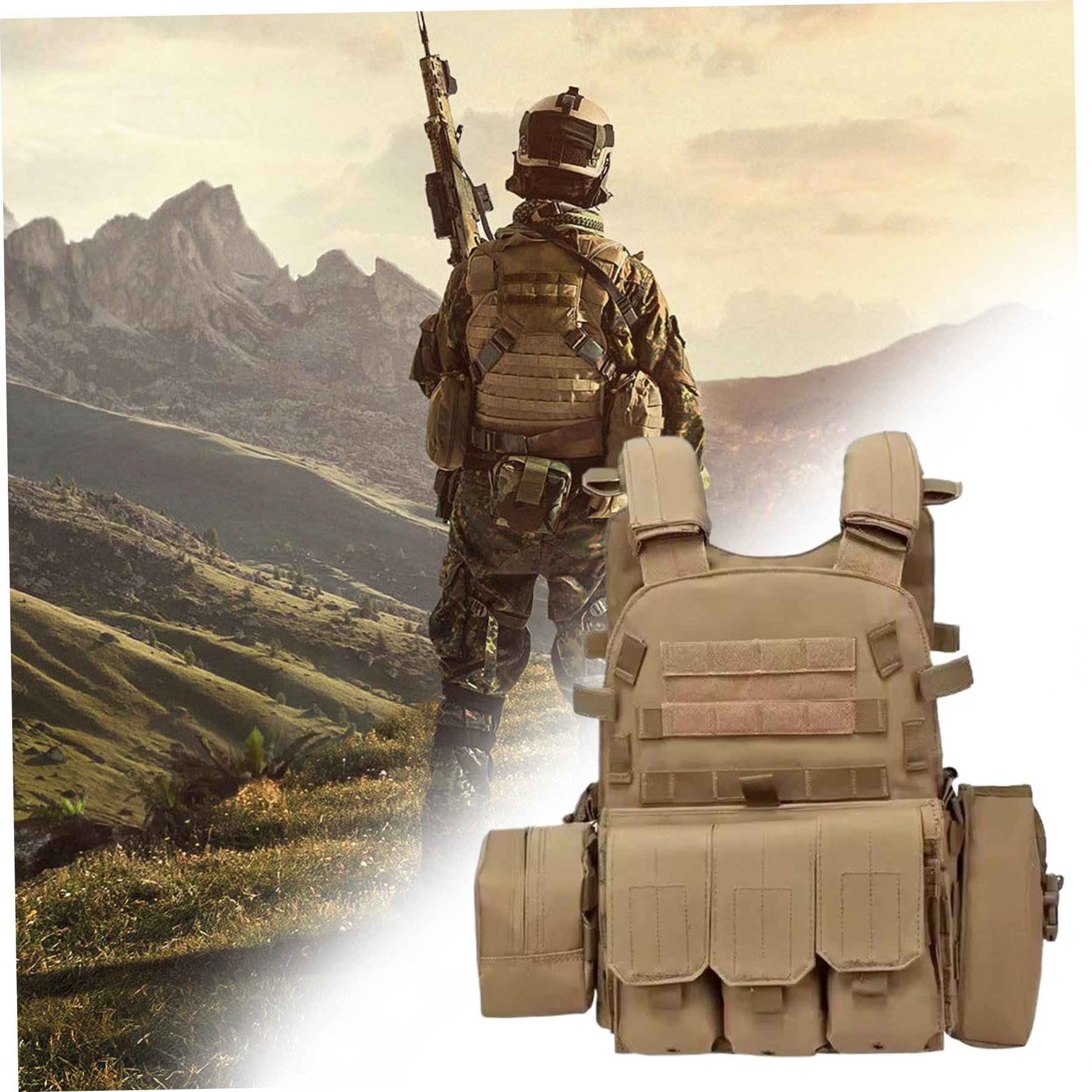 Peosaard , Gilet Airsoft multifonctionnel porte-plaque Molle réglable respirant Paintball pour l'entraînement en plein air, sur le terrain et des gardes de sécurité - 5