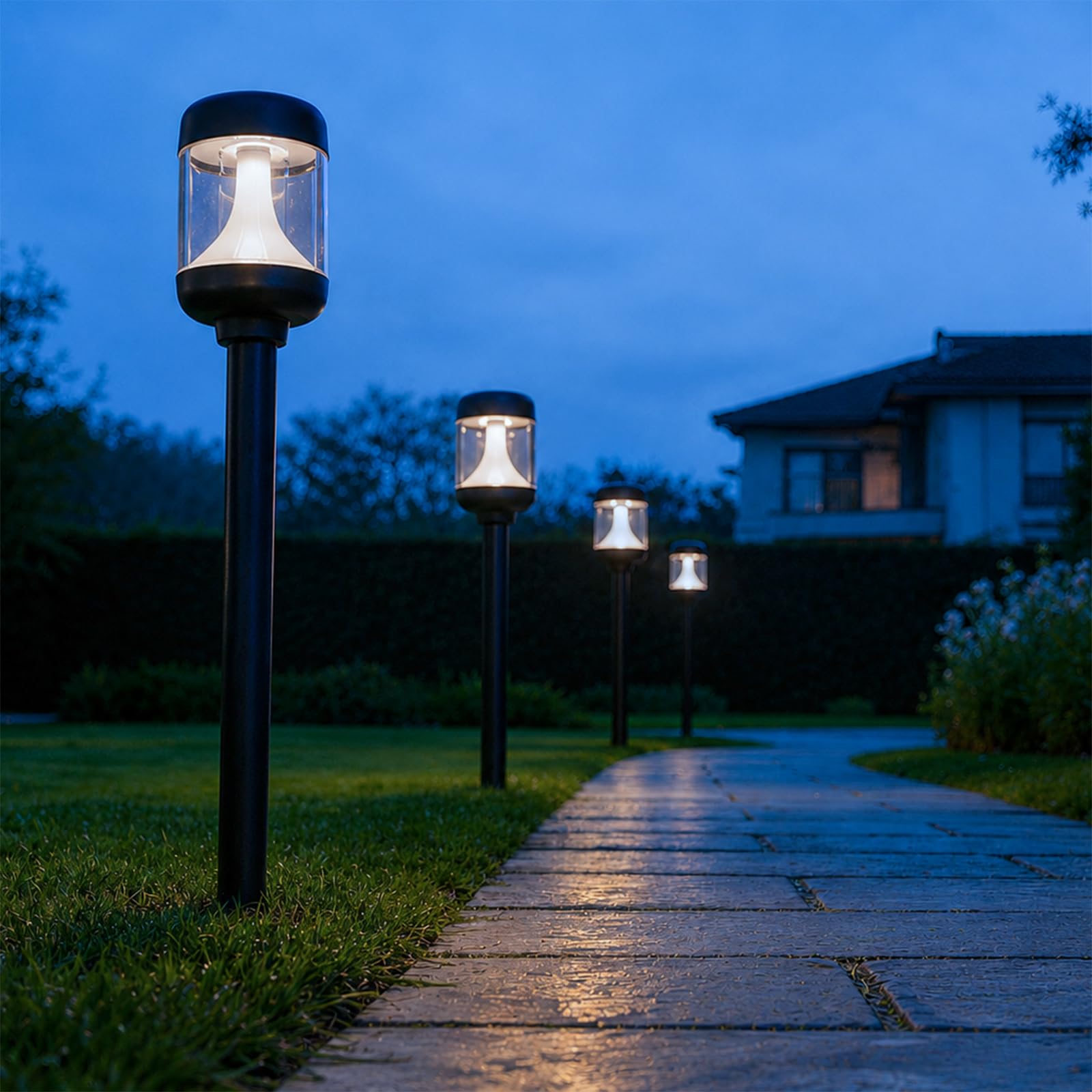 Beuaati Solar Lights Outdoor Garden, 4 Pack Warm White LED Solar Powered Waterproof IP65, 3000K Solar Path Lights for Garden Decor, Patio, Lawn, Driveway and Walkway